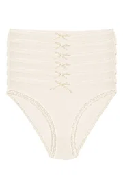 Yıldız Çamaşır Pamuklu Dantelli Bikini Kadın Külot Ekru 6'lı Paket Yıldız 3794