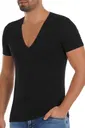 Pamuklu Derin V Yaka Erkek T-Shirt Siyah Yıldız 356