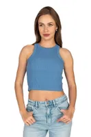 Pamuklu Kaşkorse Fitilli Halter Yaka Esnek Rahat Geniş Biyeli Crop Atlet Büstiyer Özkan 27425 Mavi görsel 14