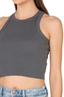 Pamuklu Kaşkorse Fitilli Halter Yaka Esnek Rahat Geniş Biyeli Crop Atlet Büstiyer Özkan 27425 Antrasit görsel 32