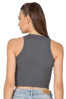 Pamuklu Kaşkorse Fitilli Halter Yaka Esnek Rahat Geniş Biyeli Crop Atlet Büstiyer Özkan 27425 Antrasit görsel 31