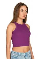 Pamuklu Kaşkorse Fitilli Halter Yaka Esnek Rahat Geniş Biyeli Crop Atlet Büstiyer Özkan 27425 Mor farklı açı