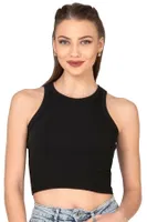 Pamuklu Kaşkorse Fitilli Halter Yaka Esnek Rahat Geniş Biyeli Crop Atlet Büstiyer Özkan 27425 Siyah görsel 24