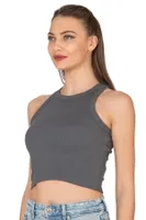 Pamuklu Kaşkorse Fitilli Halter Yaka Esnek Rahat Geniş Biyeli Crop Atlet Büstiyer Özkan 27425 Antrasit görsel 33