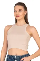 Pamuklu Kaşkorse Fitilli Halter Yaka Esnek Rahat Geniş Biyeli Crop Atlet Büstiyer Özkan 27425 Taş görsel 9