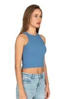 Pamuklu Kaşkorse Fitilli Halter Yaka Esnek Rahat Geniş Biyeli Crop Atlet Büstiyer Özkan 27425 Mavi görsel 18