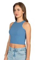 Pamuklu Kaşkorse Fitilli Halter Yaka Esnek Rahat Geniş Biyeli Crop Atlet Büstiyer Özkan 27425 Mavi görsel 17