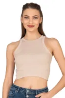 Pamuklu Kaşkorse Fitilli Halter Yaka Esnek Rahat Geniş Biyeli Crop Atlet Büstiyer Özkan 27425 Taş görsel 12