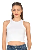 Pamuklu Kaşkorse Fitilli Halter Yaka Esnek Rahat Geniş Biyeli Crop Atlet Büstiyer Özkan 27425 Beyaz görsel 19