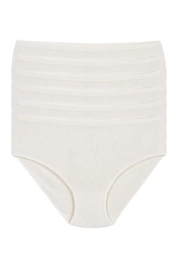 Yıldız Çamaşır Pamuklu Kaşkorse Kadın Bato Yüksek Bel Külot Ekru 6'lı Paket Yıldız 3598