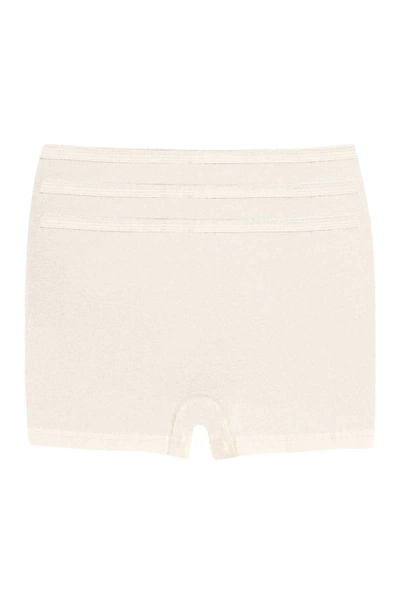 Pamuklu Likralı Kadın Boxer Ekru 3'lü Paket Yıldız 3877