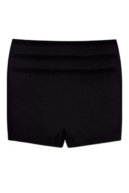 Yıldız Çamaşır Pamuklu Likralı Kadın Boxer Siyah 3'lü Paket Yıldız 3876
