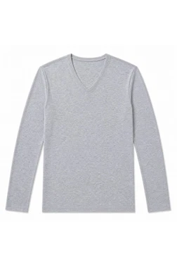 Yıldız Çamaşır Pamuklu Likralı V Yaka Uzun Kol Erkek T-Shirt Gri Yıldız 352 - Alternatif Görünüm