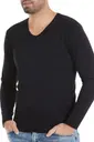Pamuklu V Yaka Uzun Kol Erkek T-Shirt Siyah Yıldız 351