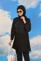 Pantolonlu Desenli Tam Tesettür Mayo Siyah Akbeniz 31074 Siyah görsel 6