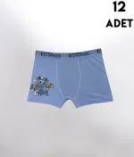 Parça Baskılı Penye Erkek Çocuk Boxer 12'li Kota 1005 Asorti