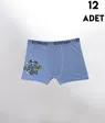 Parça Baskılı Penye Erkek Çocuk Boxer 12'li Kota 1005