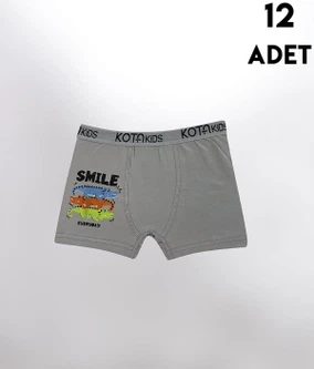 Parça Baskılı Penye Erkek Çocuk Boxer 12'li Kota 1005 - Alternatif Görünüm