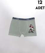Parça Baskılı Penye Erkek Çocuk Boxer 12'li Kota 1005 Asorti farklı açı