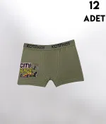 Parça Baskılı Penye Erkek Çocuk Boxer 12'li Kota 1005 Asorti görsel 5