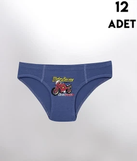 Parça Baskılı Penye Erkek Çocuk Slip Külot 12'li Kota 1019