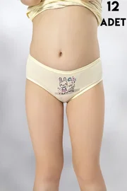 Parça Baskılı Penye Kız Çocuk Bikini Külot 12'li Kota 3410