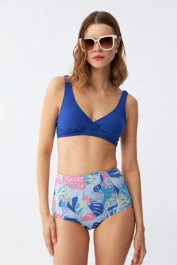 Pedli Yaprak Desenli Yüksek Bel Sax Bikini Takımı Akbeniz 35016