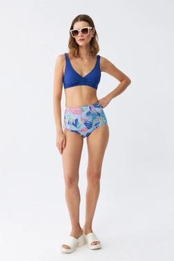 Pedli Yaprak Desenli Yüksek Bel Sax Bikini Takımı Akbeniz 35016 - Alternatif Görünüm