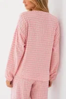 Pembe Beyaz Pötikare Fisto Fırfır Detaylı Uzun Kollu Pijama Takımı Bella Notte 61249 Pembe görsel 4