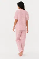 Pembe Beyaz Pötikare V Yaka Kısa Kollu Pijama Takımı Bella Notte 61251 Pembe görsel 4