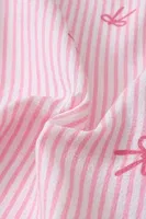 Pembe Çizgi Ve Fiyonk Detaylı Kısa Kollu Gömlek Yaka Şort Pijama Takımı Bella Notte 7917 Pembe görsel 7