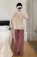 Pembe Fiyonk Desenli Uzun Kollu Pijama Takımı Bella Notte CP-7569 Pembe görsel 6