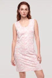 Pembe Kadın Kelebek Desenli Basic Gecelik Akbeniz 6003