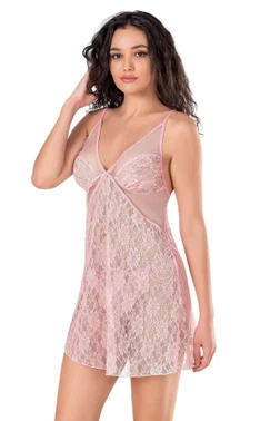 Ahu Lingerie Pembe Kısa Tül Gecelik Ahu Primoda 4141 - Alternatif Görünüm