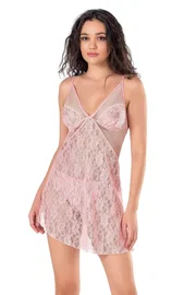 Ahu Lingerie Pembe Kısa Tül Gecelik Ahu Primoda 4141