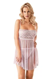 Ahu Lingerie Pembe Kısa Tül Gecelik Ahu Primoda 4239