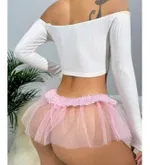 Pembe Kurdele Detaylı Tüllü Fantezi Tanga Feel Lady 1039 Pembe farklı açı