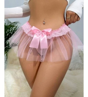 Pembe Kurdele Detaylı Tüllü Fantezi Tanga Feel Lady 1039 - Alternatif Görünüm