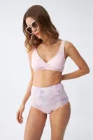 Pembe Pedli Üst ve Pastel Desenli Yüksek Bel Bikini Takımı Akbeniz 35016 Pembe görsel 5