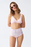 Pembe Pedli Üst ve Pastel Desenli Yüksek Bel Bikini Takımı Akbeniz 35016 Pembe detay görünüm