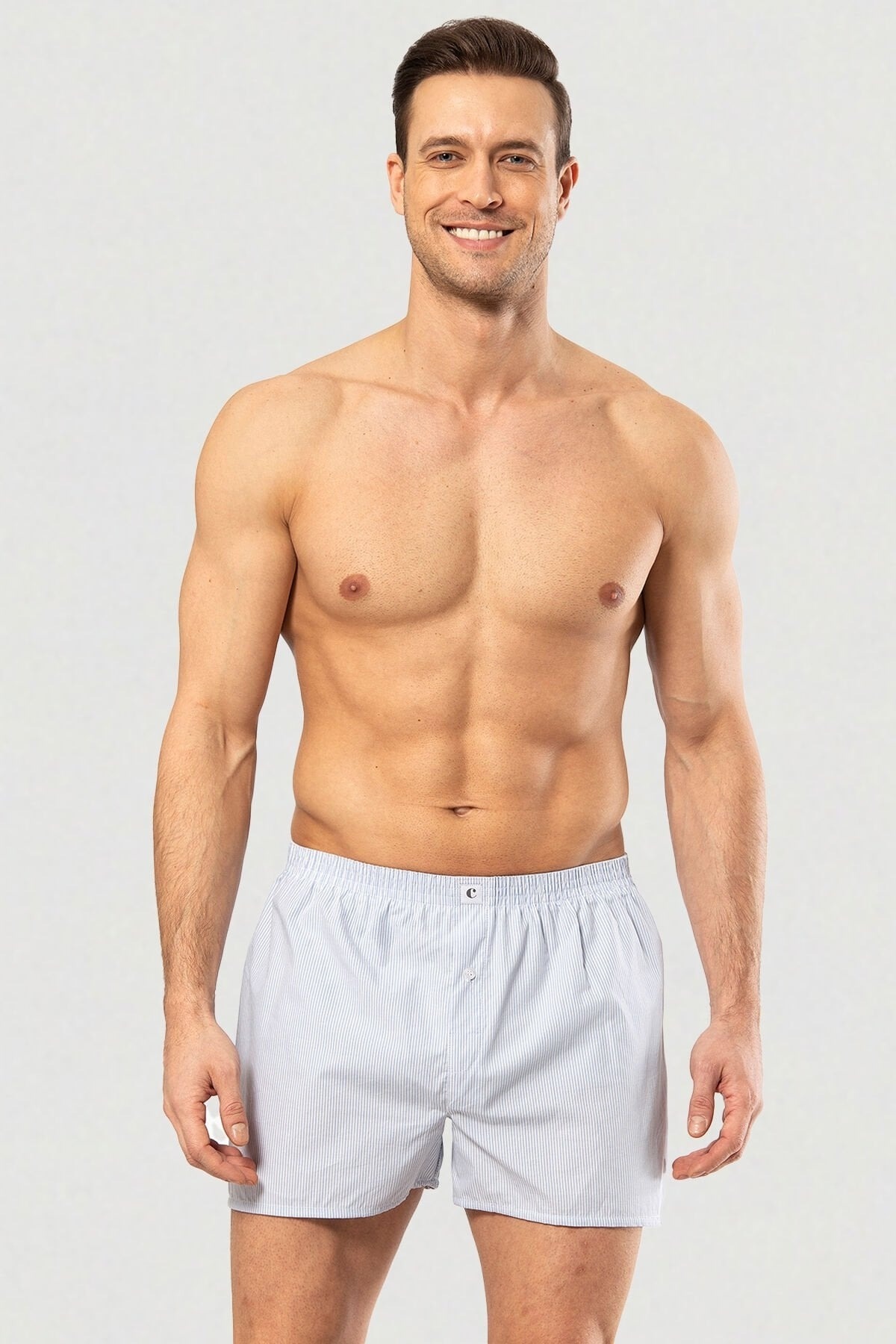 Poplin Boxer Cacharel 1113/Çizgili Açık Mavi