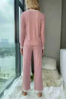 Ribanalı Dantel Detay İki Parça Pijama Takım Merry See MS4436 Pembe Pembe görsel 4