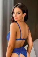 Saks Mavisi Fileli Jartiyerli İç Giyim Takımı Beleng 6609 Görsel detay görünüm