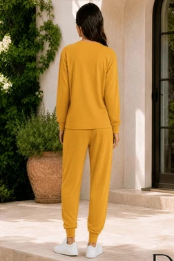 Sarı Kadın T-Shirt Pantolon Takımı Doreanse 4489 - Alternatif Görünüm