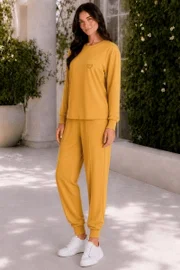 Sarı Kadın T-Shirt Pantolon Takımı Doreanse 4489