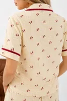 Sarı Kiraz Desenli Kısa Kollu Şortlu Pijama Takımı Bella Notte 79171 Sarı detay görünüm