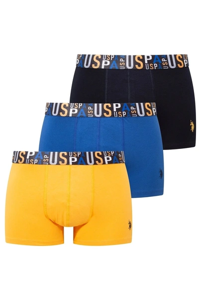 Sarı Lacivert Saks Erkek Boxer 3'lü Boxer Us. POLO Assn. 80572