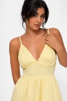 Sarı Sırt Dekolteli V Yaka Kadın Elbise Bella Notte E-5739 Sarı görsel 5