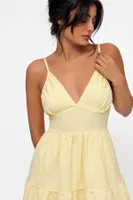Sarı Sırt Dekolteli V Yaka Kadın Elbise Bella Notte E-5739 Sarı görsel 4