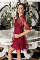 Saten 2li Gecelik Takımı İmaj 7245 Bordo görsel 5